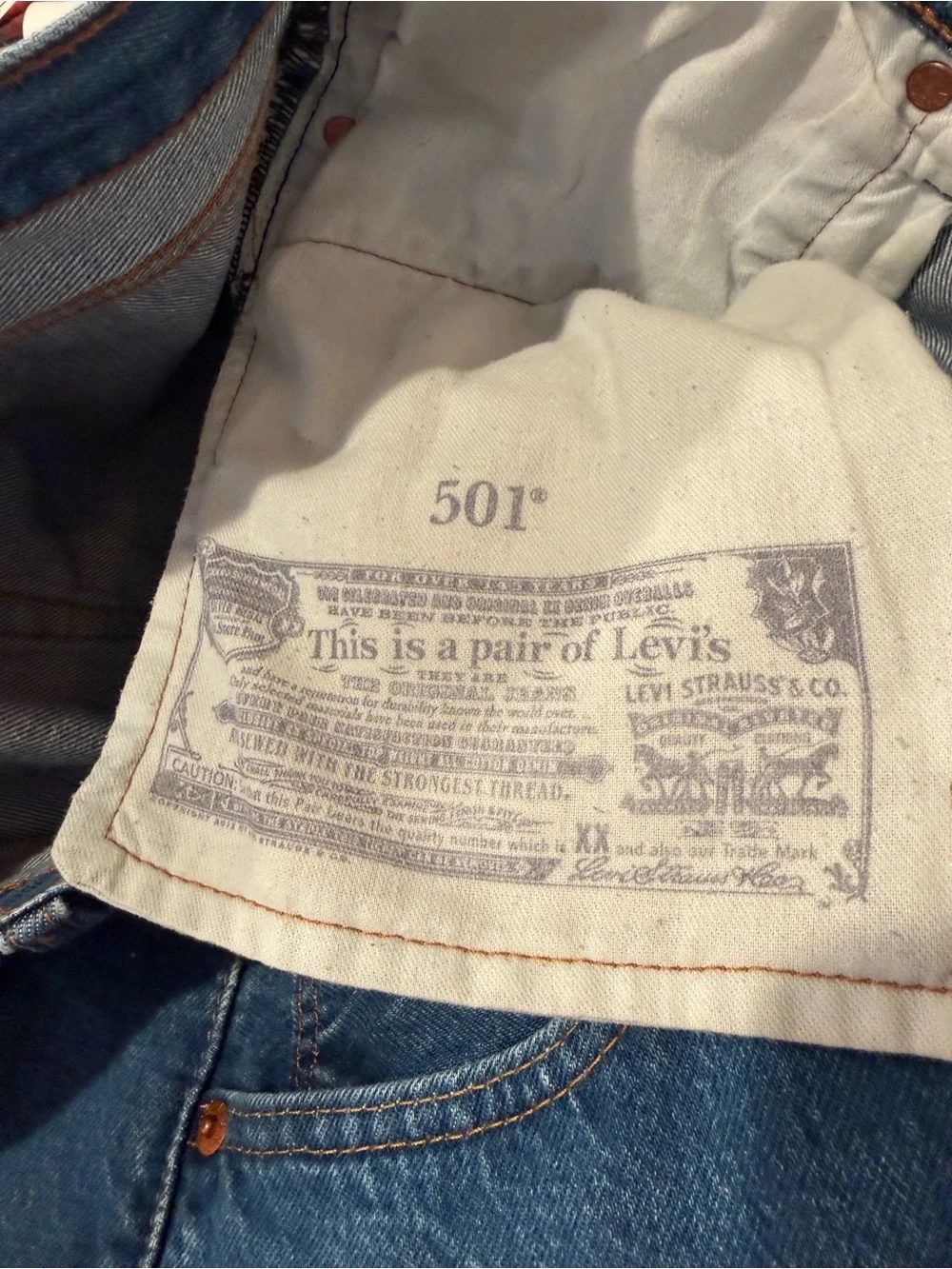 Levi’s 501 Classic Men's Blue Denim Jeans 38x32 med wash denim button fly
